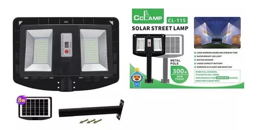 Lampara Calle Reflector Doble Panel Energía Solar 300w Cl-115